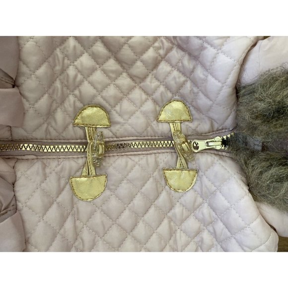 Little Lass Light Pink Puffer Vest Girls 2T Faux Fur Trimmed Hoodie Full Zip EUC - Picture 8 of 16